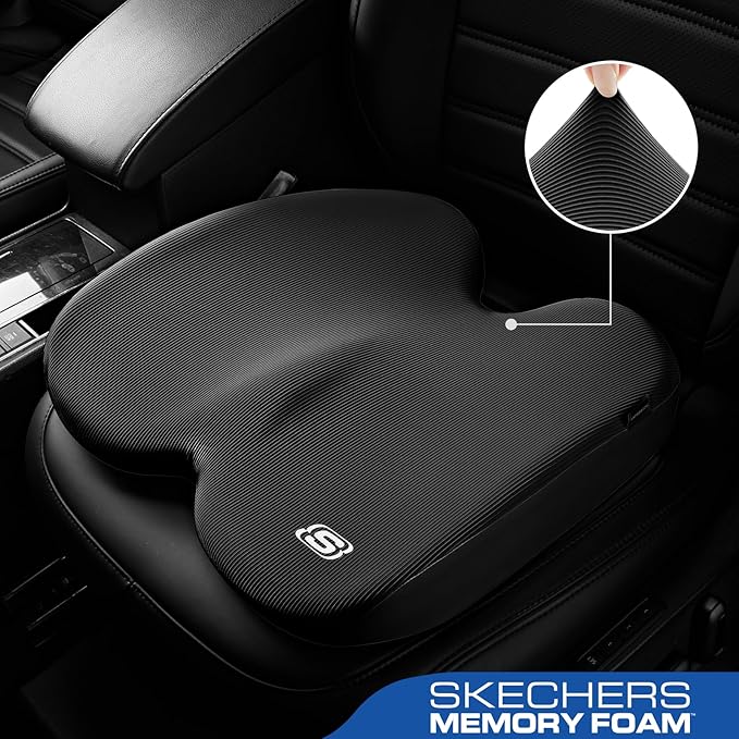 Skechers Memory Foam Seat Cushion, Ribbed Fabric Office Chair Cushion - Image 2