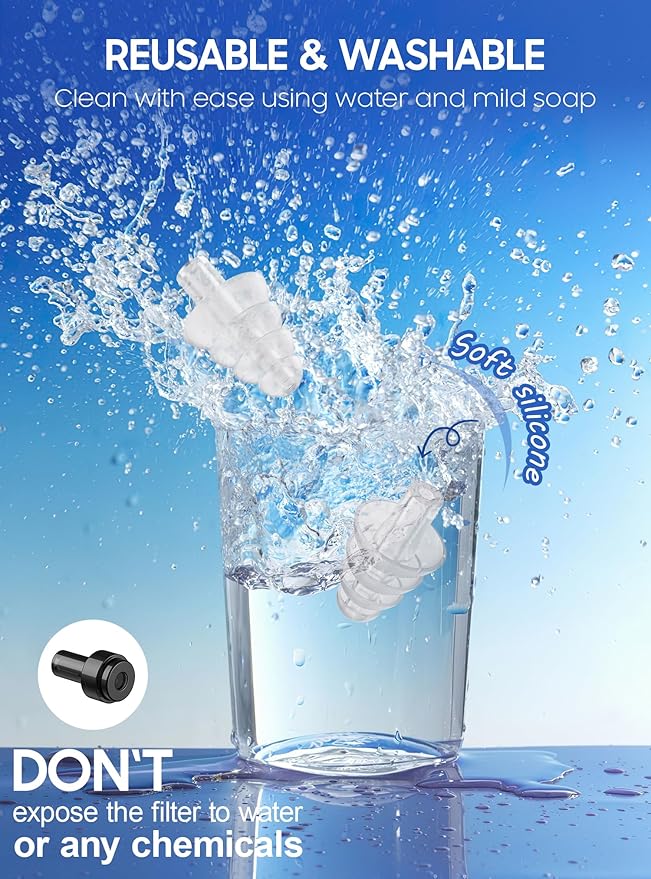 Ear Plugs for Airplane Pressure Relief, 2 Pairs Adults Soft Silicone Reusable - Image 4