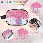 Customized Travel Makeup Toiletry Bag, PVC Transparent Waterproof Large Cosmetic Bag Makeup Shaving Bag Organizer Case, Hot Pink Curtain Glittery