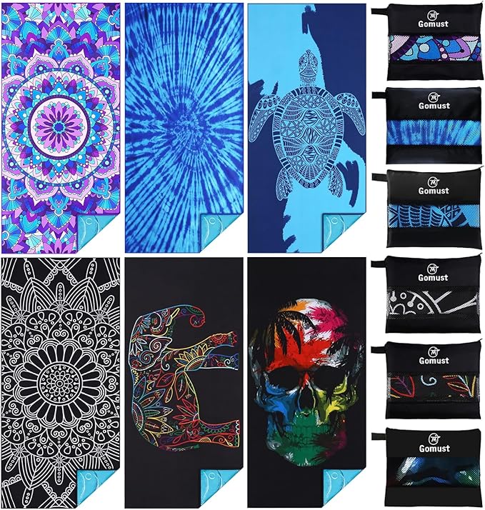 6 Pack Lightweight Thin Beach Towel Oversized 71"x32" Big Extra Large by Gomust