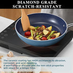 Nuwave 9pc Cookware Set Healthy Duralon Blue Ceramic Nonstick Coated, Diamond - Image 4