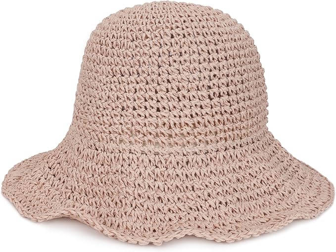 Womens Wide Brim Straw Sun Hat Foldable Floppy Crochet Beach Hat by Voilipex
