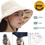 vidsel Womens Sun Hats Wide Brim Reversible Bucket Cotton Hat Packable Summer - Image 4