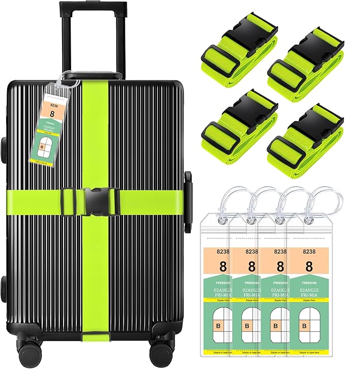 8 Pack Luggage Straps and Cruise Luggage Tags Set, Luggage Straps by Gostwo