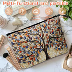 Cosmetic Bags Travel Makeup Toilet Case Waterproof Pouch for Women Girls 6.7X9.45inches - Another Version of Colorful Leaf - Tree Artwork