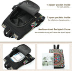 Jursccu Embroidered Women Backpack Purse, Fashion Canvas Travel Anti-theft - Image 4