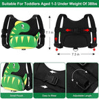 Accmor Toddler Harness Leash + Anti Lost Wrist Link, Cute Dinosaur Kids Harness - Image 2