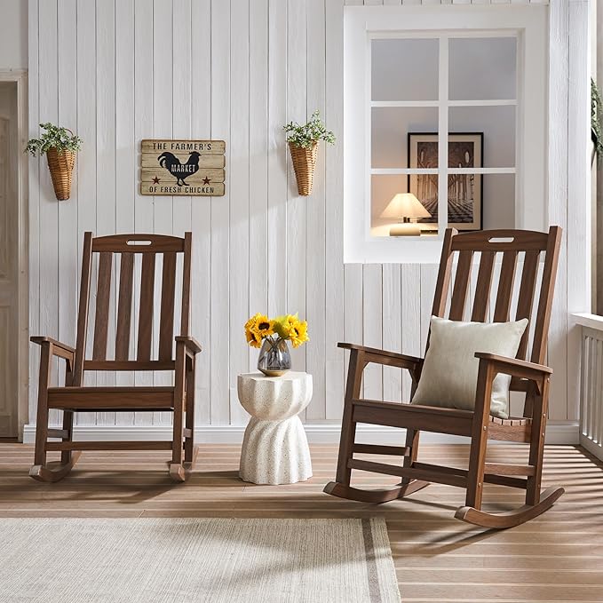 Psilvam Outdoor Rocking Chair, Poly Lumber Oversized Rocking Chair - Image 2
