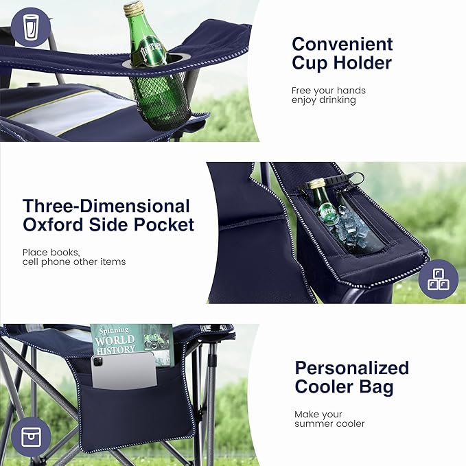 HIGH POINT SPORTS Oversized Camping Folding Chair, Heavy Duty Portable Outdoor - Image 8