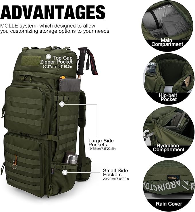 Mardingtop 75L Molle Hiking Internal Frame Backpacks - Image 3