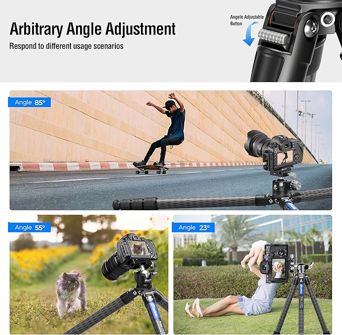 58" Carbon Fiber Tripod, Lightweight Travel Compact Tripod - Image 2