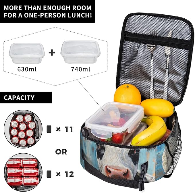 Cow Lunch Box for Kids Aldults, Realistic Animal Reusable Thermal Insulation - Image 4