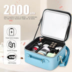 Travel Makeup Bag with LED Mirror, Cosmetic Train Case with Lighted Mirror - Image 5