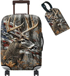 Luggage Cover Suitcase Protector + Tag, Camo Deer Flag Travel Suitcase Cover by BWEGRHE