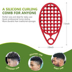 KOUPA Magic Silicone Curly Hair Brush, One Piece Twist Curl Comb for Afro Curls, Washable Hair Tool for Men Women, Red, 2 Pieces