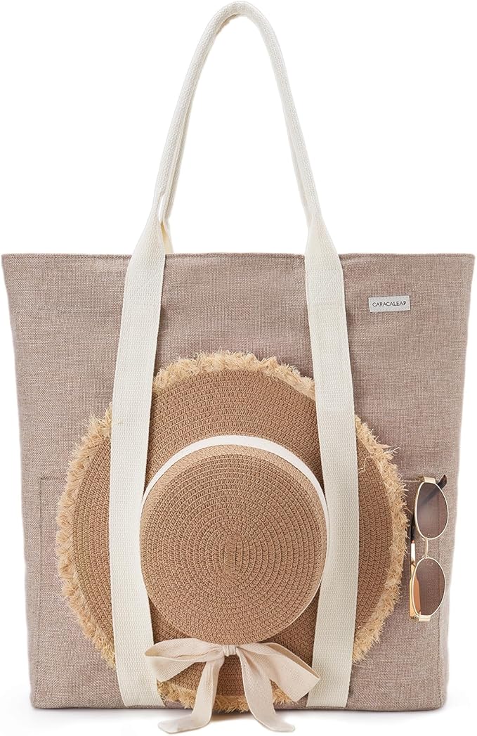 Large Beach Tote Bag with Zipper-Travel Tote Bag - Image 9