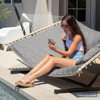 ANOW Heavy Duty Hammock with Spreader Bars and Detachable Pillow, 2 Person - Image 2