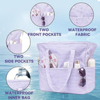 LEDAOU Beach Bag Waterproof Sandproof Women Tote Bag Pool Bag - Image 4