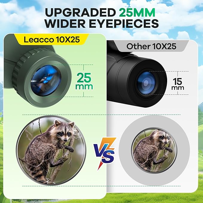 10x25 Compact Binoculars for Adults and Kids, Large View Waterproof Small - Image 7