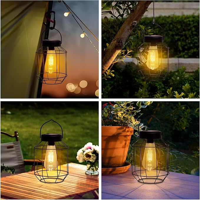 Solar Lights Outdoor Waterproof, Solar Lantern 2 Pack, Metal Hanging Outdoor - Image 5