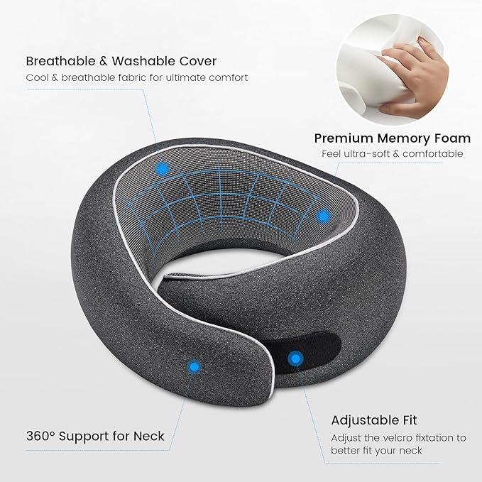 Travel Neck Pillows, 100% Memory Foam Filling, Travel Pillows - Image 4