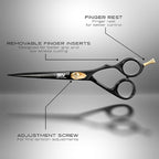 Razor Sharp Hair Scissors - 6.5" - Hammer Forged & Hand Sharpened - 100% Stainless Steel - RIGHT HANDED (Black)