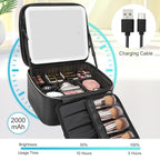 Relavel Travel Makeup Bag With LED Mirror, Cosmetic Train Case with Light up - Image 4