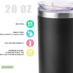 koodee 20 oz Stainless Steel Skinny Tumbler Double Wall Insulated Slim Water - Image 3