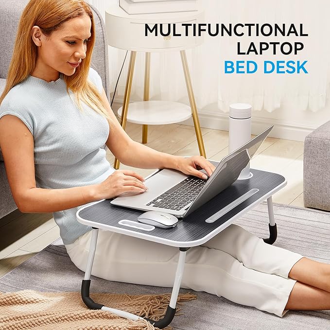 BUYIFY Folding Lap Desk, 23 Inch Portable Wood Deep Black Laptop Bed Desk Lap - Image 5