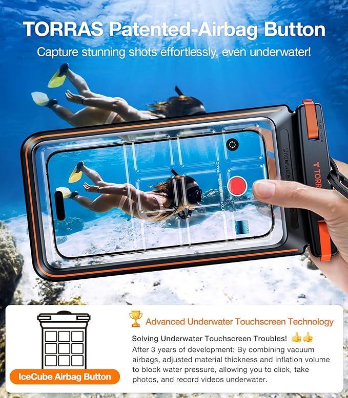 TORRAS 2 Pack IPX8 Waterproof Phone Pouch Floating, Underwater Screen Touchable - Image 2