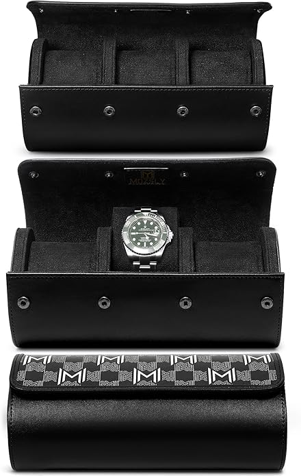 MOZSLY Watch Roll Travel Case 3 Slots Portable Watches Box Organizer Storage - Image 8