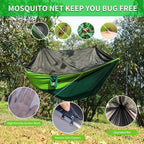 Camping Hammock with Net, Travel Portable Lightweight Hammocks with Tree Straps - Image 2