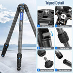 Carbon Fiber Lightweight Travel Tripod, Max Load 33.07lb - Image 6