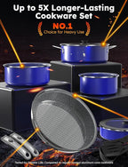 Pro DUXANO 12PC Nonstick Pots and Pans Set&Hybrid 3-Ply Stainless Steel Skillet - Image 2