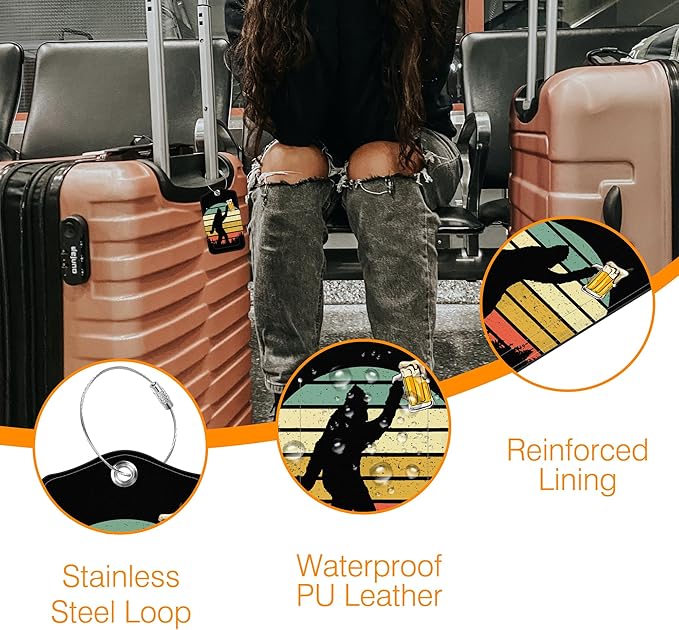 Sasquatch Luggage Tag for Suitcase 2 Pack Leather Luggage Tag - Image 5