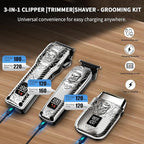 Professional Cordless Mens Hair Clippers & Beard Trimmer and Electric Shavers Kits & Sets,Metal Hair Clippers Cutting Grooming Kit with Long Battery Life for Family Barber Use (Gray)