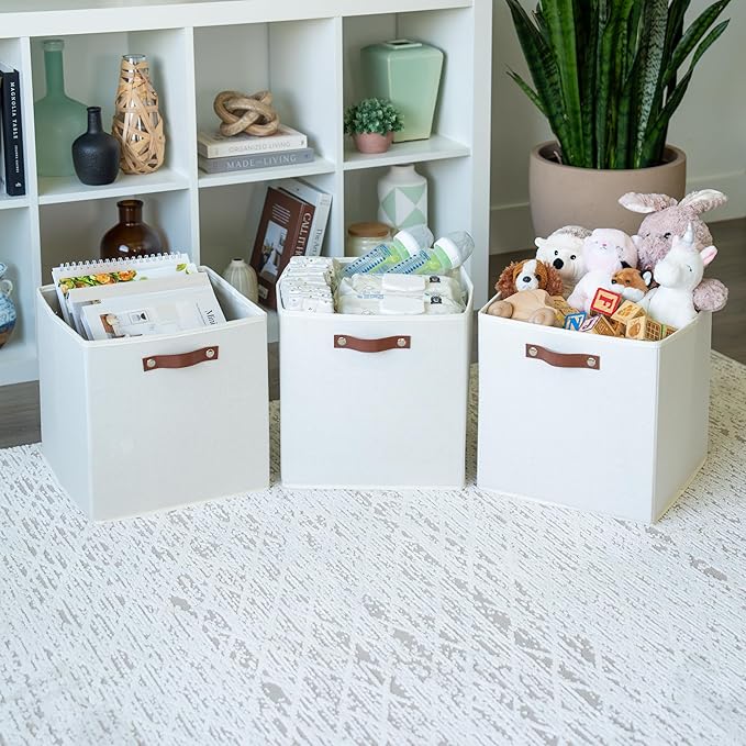 OrganiHaus 13x13 Cube Fabric Storage Bins Set of 4, Fabric Storage Cubes w/ - Image 4
