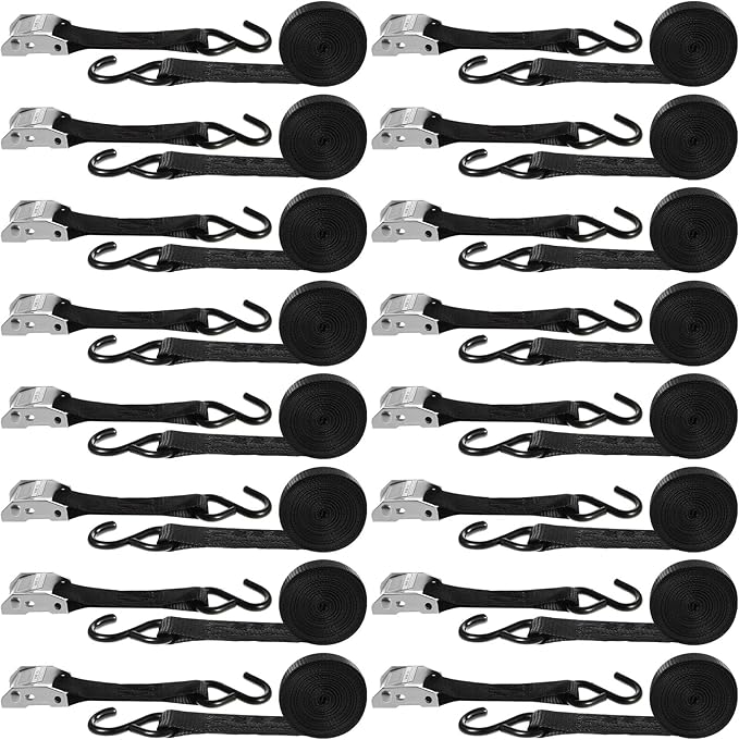 16 Pcs Cambuckle Tie Down Straps 1763lbs Break Strength Securing Straps 1'' x by Riakrum