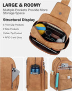 FADEON Large Sling Bag for Women, Leather Crossbody Purse Designer Anti Theft - Image 6