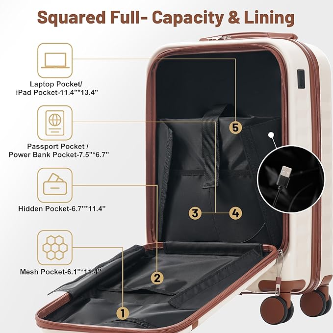 Merax Luggage Sets Front Opening, 2 Piece Hardshell Suitcase - Image 3