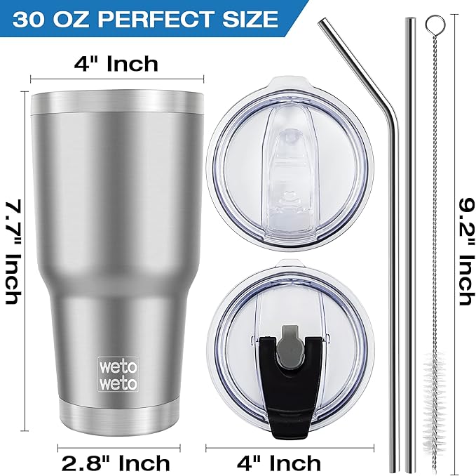 WETOWETO 30 oz Tumbler Stainless Steel Vacuum Insulated Coffee Ice Cup Double - Image 3