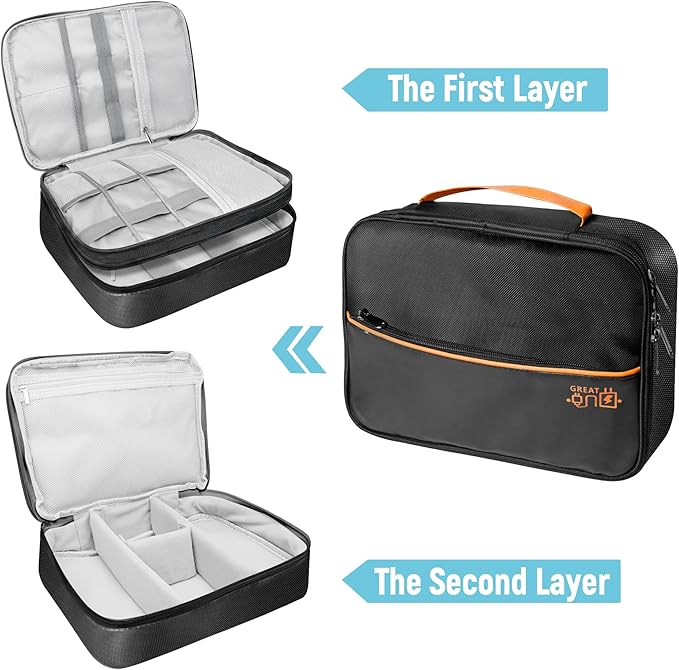 Electronics Travel Organizer, Large Double Layer Portable Waterproof Travel - Image 2
