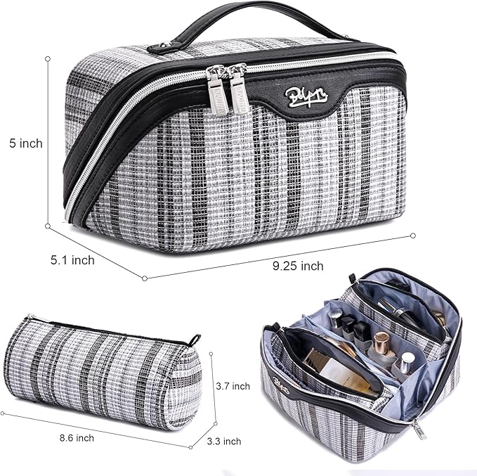 Travel Makeup Bag for Women: Large Capacity Open Flat Make up Bag Set of 3 - Image 2