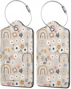 2Pcs Luggage Tag for Suitcase Boho Flowers Rainbow Cute Suitcase Tag by Gearsly