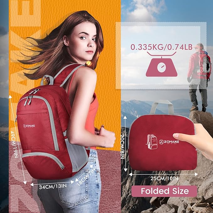 ZOMAKE Lightweight Packable Backpack 30L, Foldable Hiking Backpacks Water - Image 2