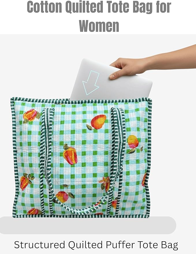 Cotton Quilted Tote Bag for Women – Large Beach & Travel Tote - Image 5
