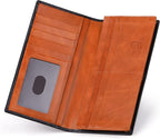VISOUL Mens Leather Long Bi-fold Checkbook RFID Blocking Wallets, Breast Pocket - Image 2