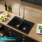 KRAUS Forteza 33-inch Drop in/Undermount 50/50 Double Bowl Granite Kitchen Sink - Image 4