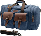 Wildroad 50L Travel Duffel Bag, Expandable Canvas Genuine Leather Duffle Bag by WILDROAD
