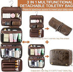 Elviros Hanging Toiletry Bag Removable Travel Bag PU leather Makeup Cosmetic - Image 2